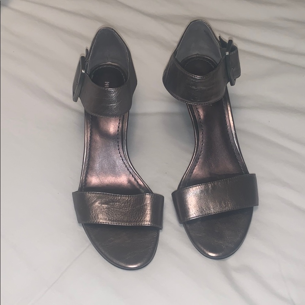 Nine West pewter wedge sandals